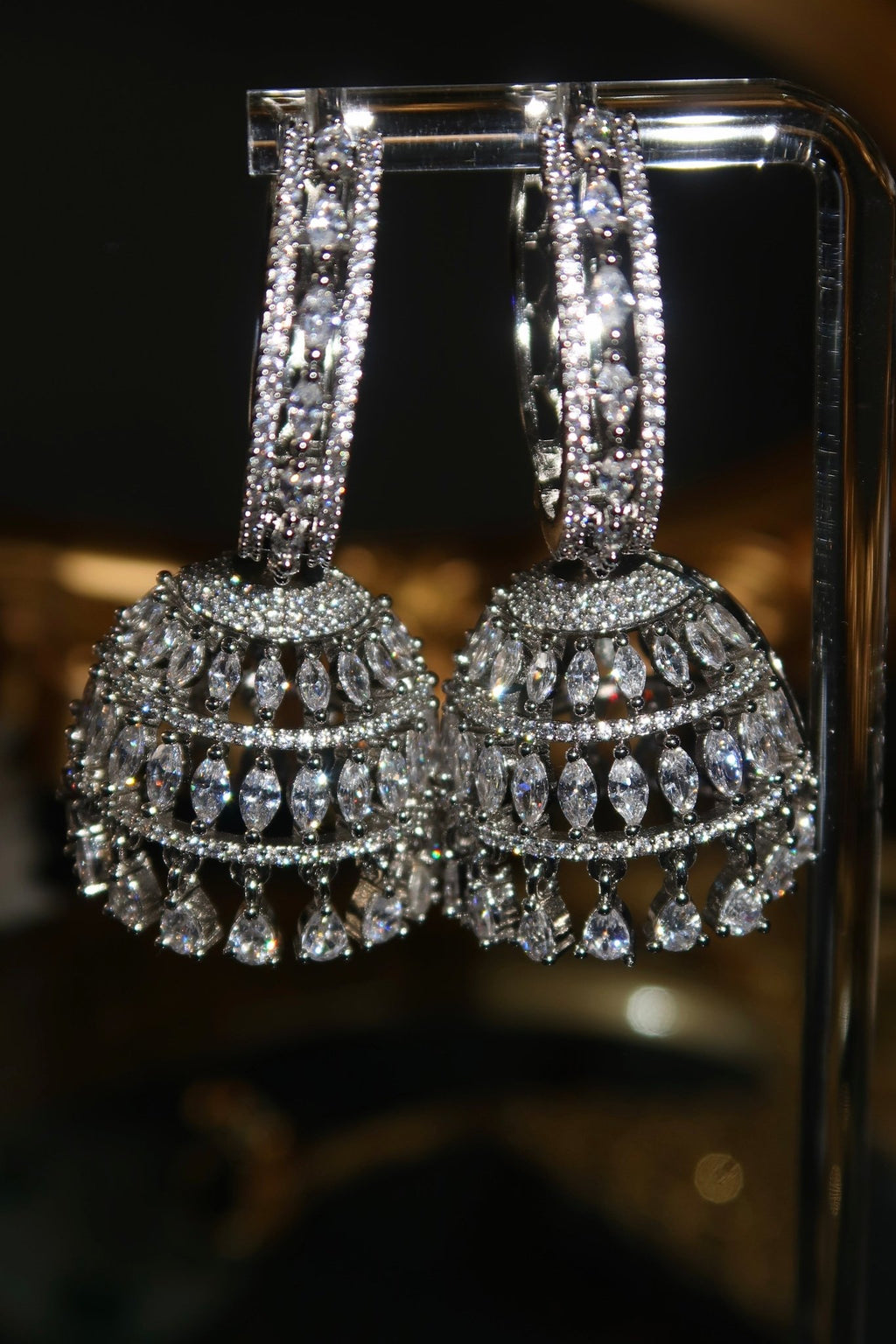 Sarima Jhumka | Silver CZ Jhumkas - House of Isari